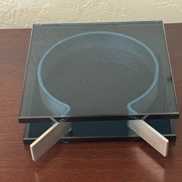 MOMA x Peter Hewitt Square Ribbon Vase Blue Glass Postmodern - Picture 5 of 7